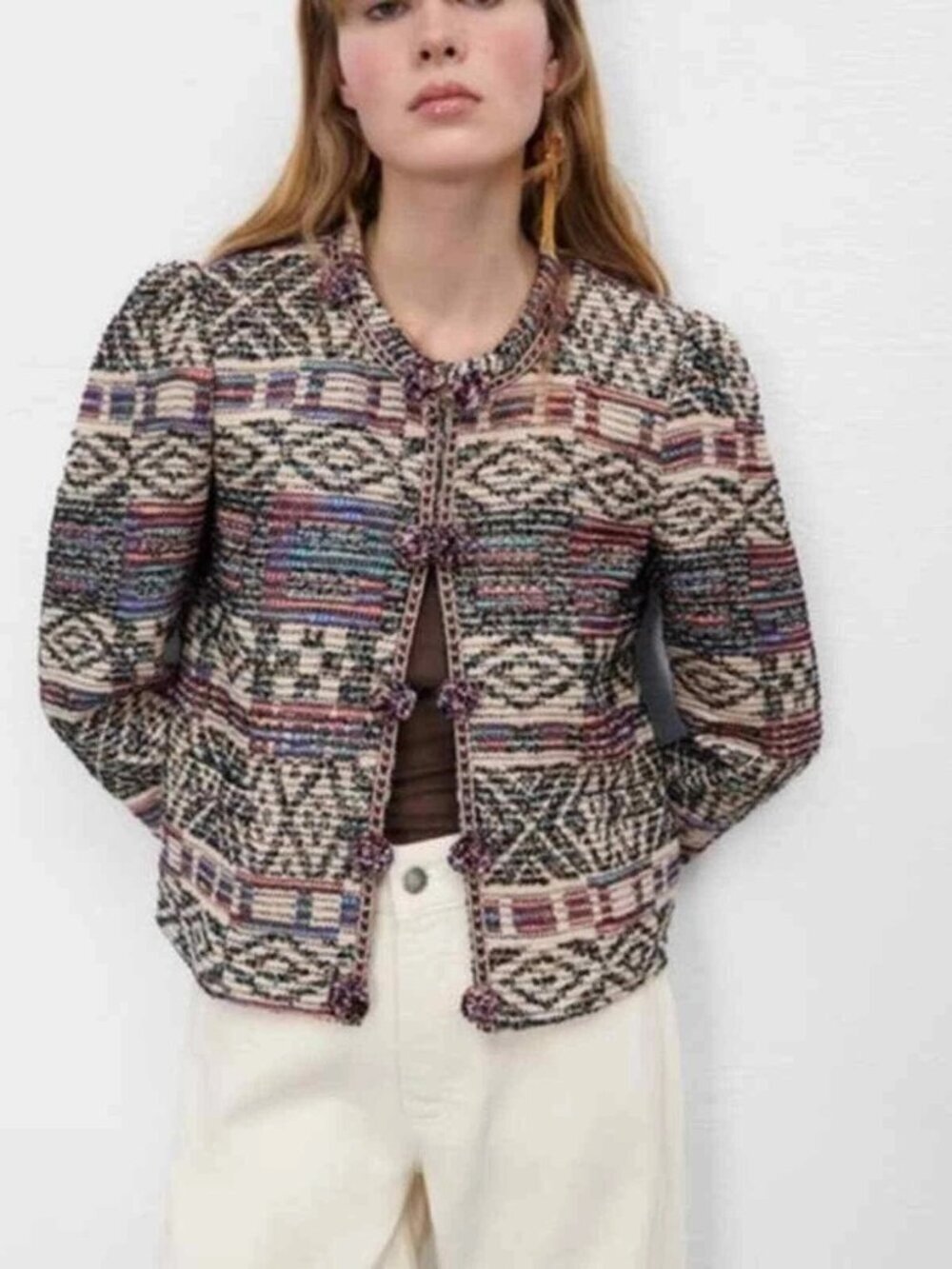 Zara Jacquard Jacket Cardigan